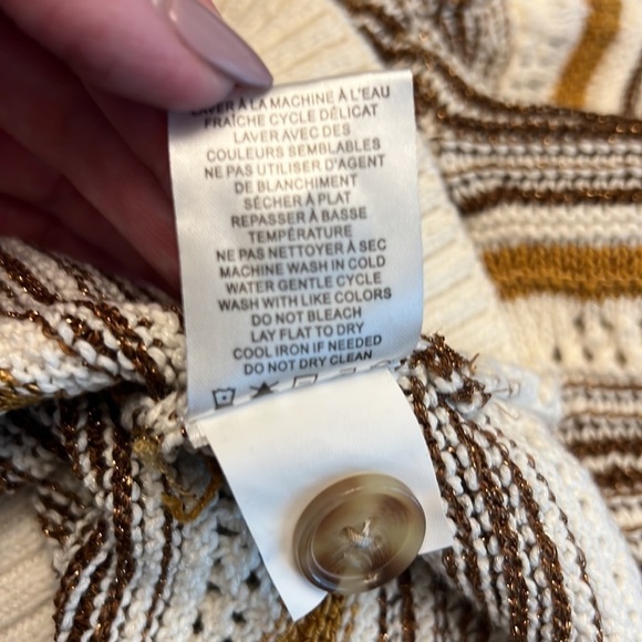 House of Harlow 1960 - NWT Puff Sleeve Stripe Chocolate Brown Cardigan Sz M - Picture 7 of 8